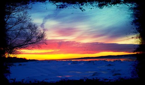 Scenic view of sunset over sea