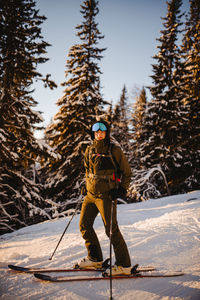 View of skier on ski slope