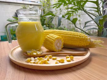 Close-up of breakfast on table