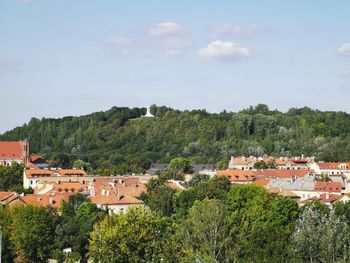 High angle view of townscape against sky