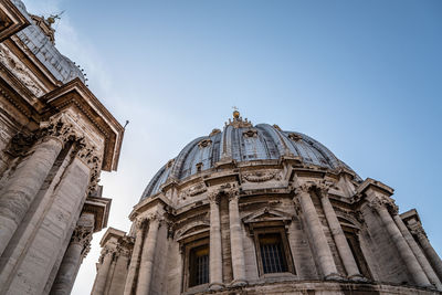 Low angle view of st peters basilica against clear sky