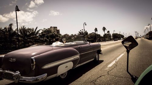 Cars parked on road