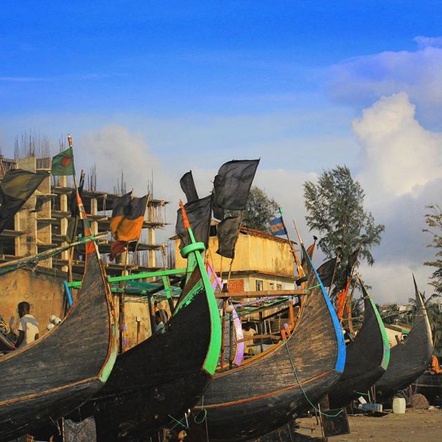 moored, nautical vessel, sky, boat, transportation, mode of transport, built structure, building exterior, architecture, wood - material, blue, abandoned, outdoors, day, no people, house, old, cloud, cloud - sky, sunlight