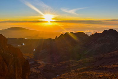 Sunrise above the clouds at point lenana, mount kenya national park