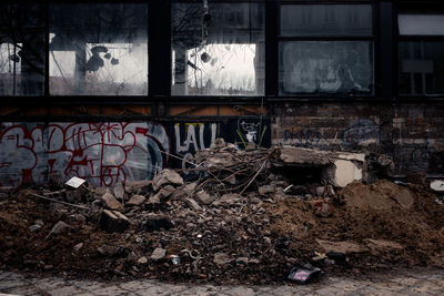Close-up of abandoned graffiti