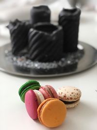 Close-up of cake in plate on table