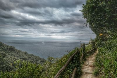 Scenic view of landscape against cloudy sky