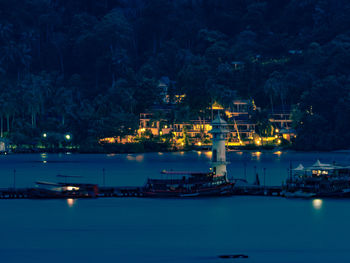 Beach resort at night