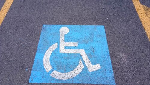 High angle view of wheelchair access on road