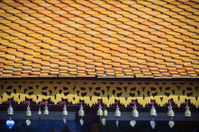 High angle view of people in row