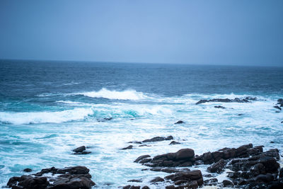 Scenic view of sea against clear sky