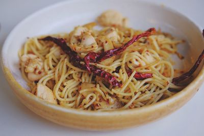 Close-up of noodles in bowl