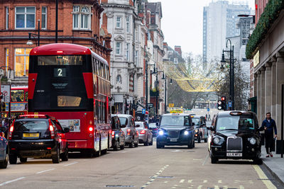 View of traffic on city street