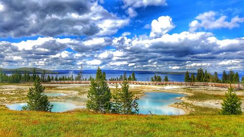 Scenic view of lake against sky