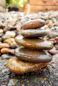 Close-up of stack of pebbles