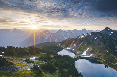 Beautiful "twin lakes" lakes from the top of winchester mountain, usa