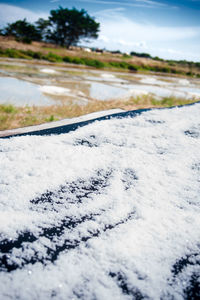 Close-up of snow covered land