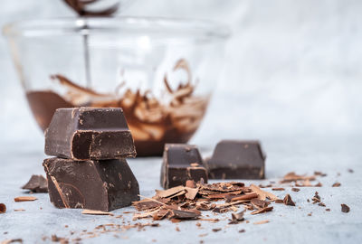 Close-up of chocolate cake on table