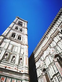 Low angle view of building against blue sky