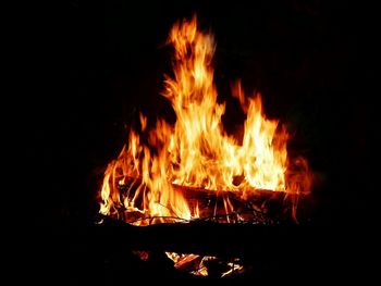 Close-up of bonfire at night