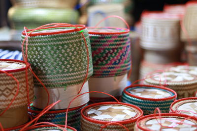 Close-up of colorful for sale in market