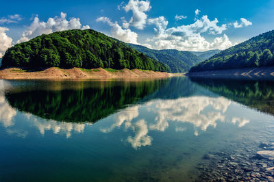 Scenic view of lake against sky