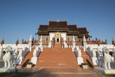 Exterior of temple against clear sky