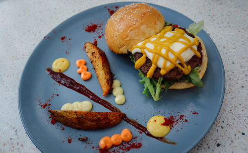 Close-up of food served in plate