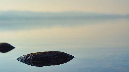 Close-up of reflection in sea against sky