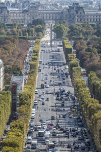 High angle view of traffic on road