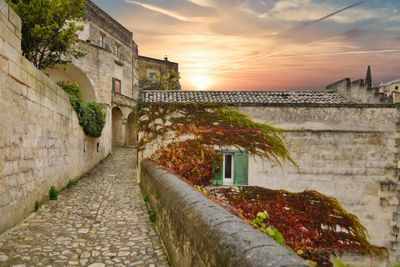 Panoramic view of the old town of matera, a city in italy declared a unesco world heritage site.