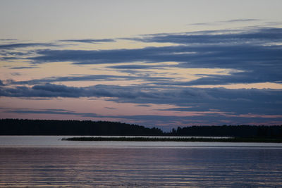 Scenic view of lake against cloudy sky