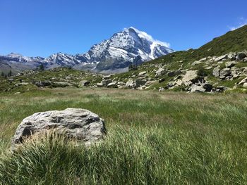 Scenic view of mountains against clear sky