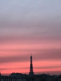 Silhouette of buildings against cloudy sky