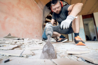 Man working on wood