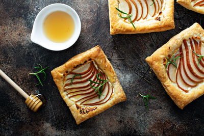 High angle view of food on table