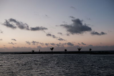 Scenic view of sea at sunset