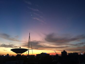 Low angle view of silhouette buildings against sky during sunset