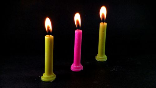 Close-up of illuminated candles