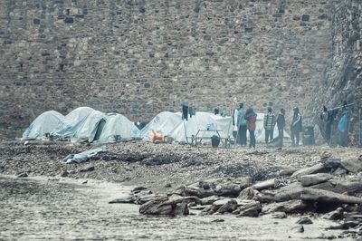 People working at beach