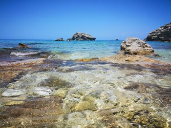 Scenic view of sea against clear sky