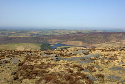 Scenic view of landscape against clear sky