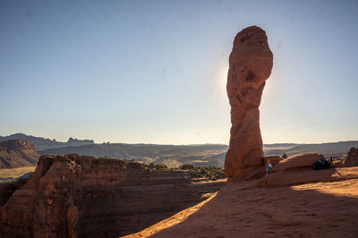 Rock formations in desert against sky