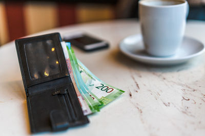 Close-up of laptop on table