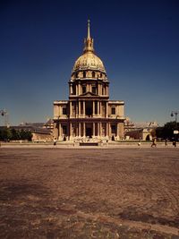 Dome of les invalides against clear blue sky