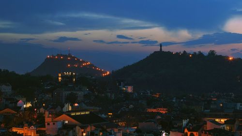 Sunset over town