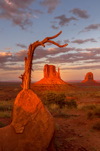 View of rock formation on landscape against sky