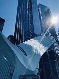 Low angle view of modern buildings against sky