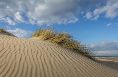 Scenic view of desert against cloudy sky