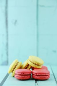 Close-up of macaroons on table